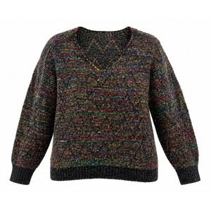 Jillian Nicole Woman Sweater 1X Multicolor‎ Chunky Knit V Neck Cozy Plus